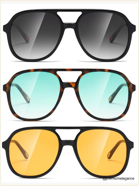 Retro Square Aviator Vintage Double Bridge Sunglasses main image 5